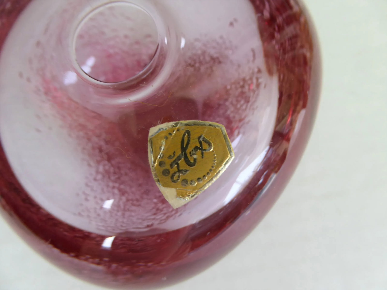 1970s Pink Colored Crystal Textured Bud Vase Zeleznobrodske Sklo Glassworks, Zbs Czechoslovakia - 5