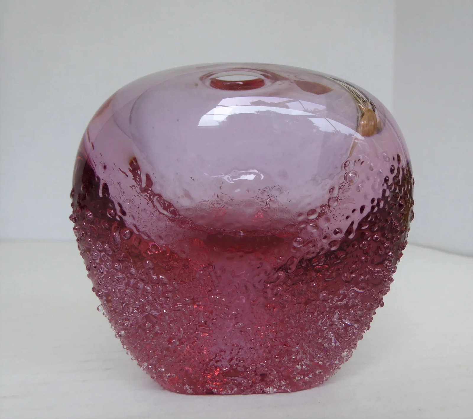 1970s Pink Colored Crystal Textured Bud Vase Zeleznobrodske Sklo Glassworks, Zbs Czechoslovakia - 8