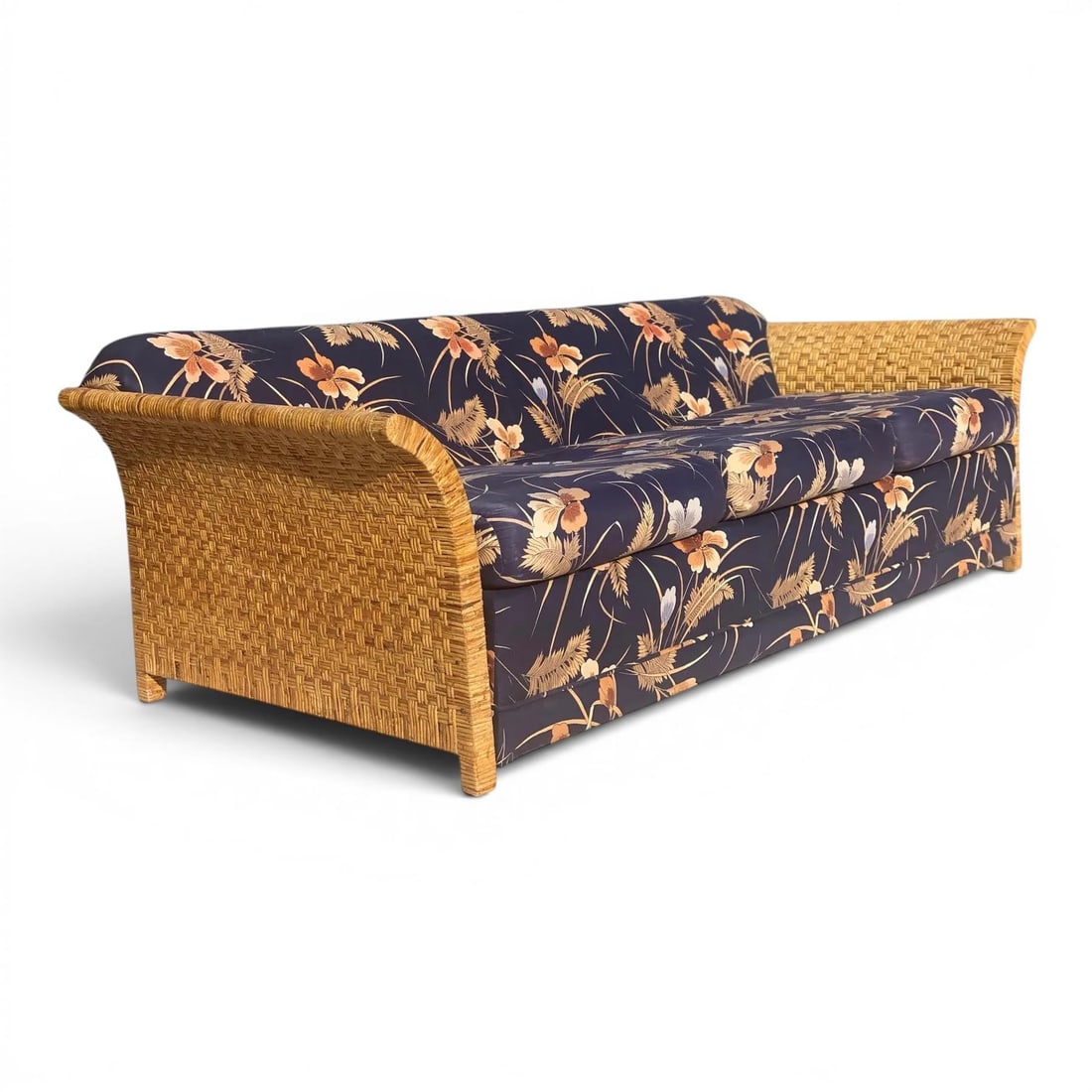 1980s Vintage Coastal Wicker Rattan Sofa (1 of 10)