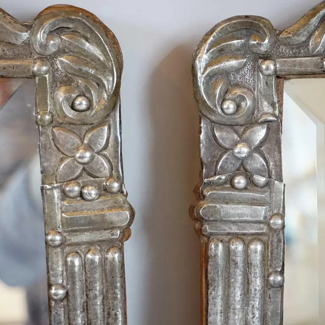 Indo-Portuguese Silver Framed Mirrors - A Pair - 4