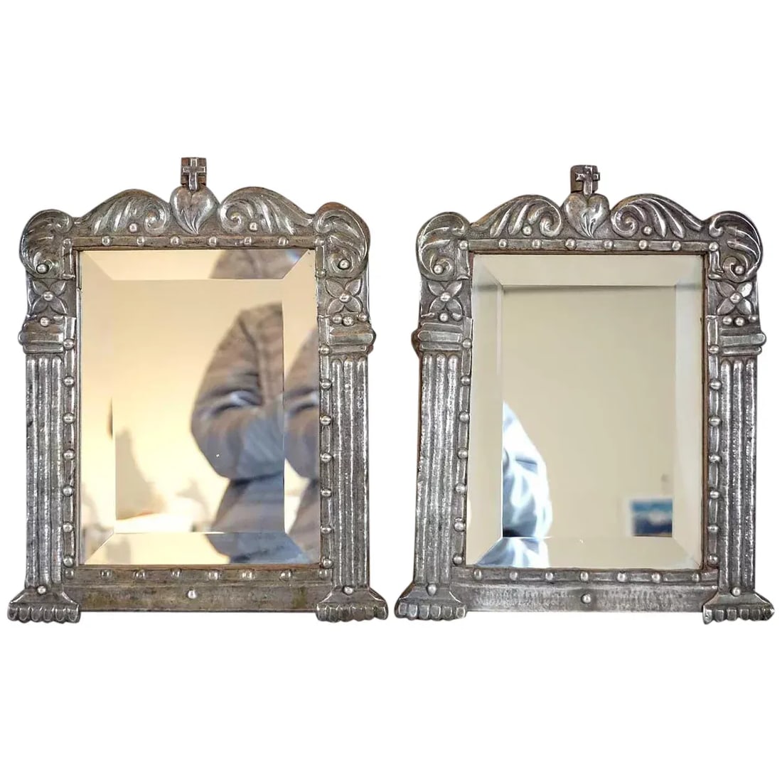 Indo-Portuguese Silver Framed Mirrors - A Pair - 6