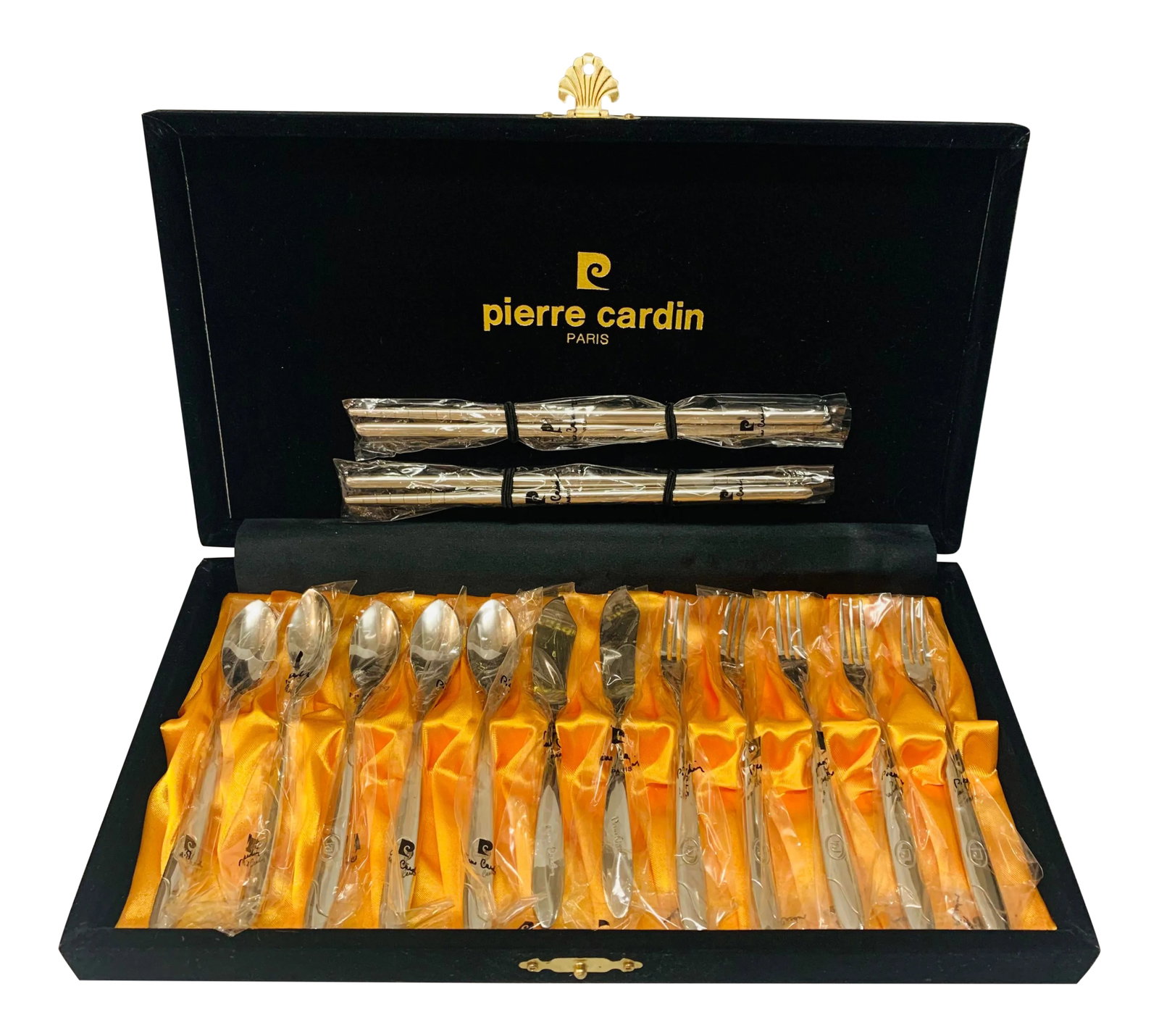 Pierre Cardin New Old Stock Boxed Hors D'oeuvre Flatware - 17 Piece Set: Pierre Cardin Fabulous Never Been Used Vintage Hors D'oeuvres/Cocktails/Tea Flatware Set ~ The photos speak for themselves with this amazingly preserved treasure from Pierre Cardin. This sleek and