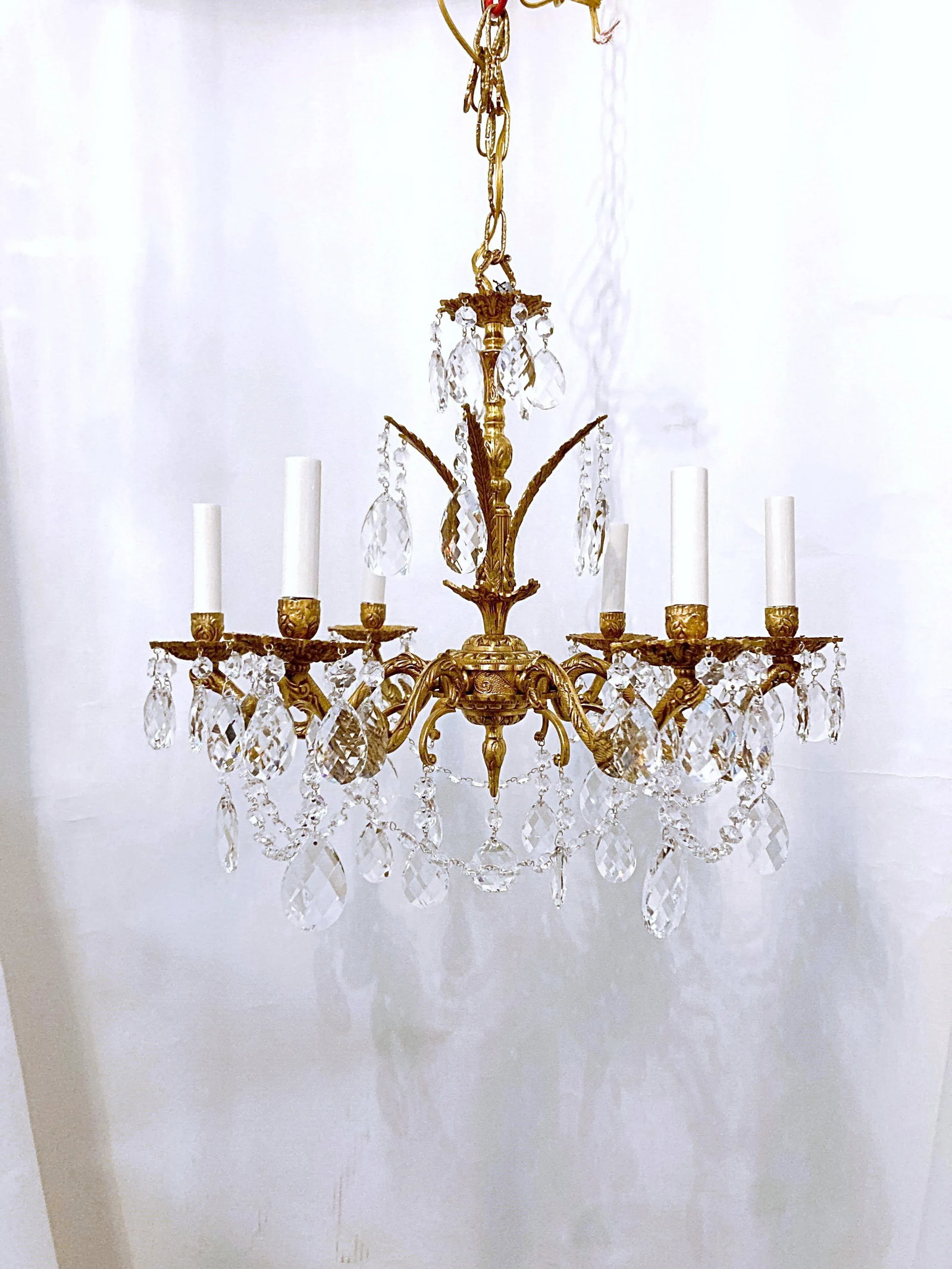 Vintage Spanish Chandelier With Crystal Prisms - 2