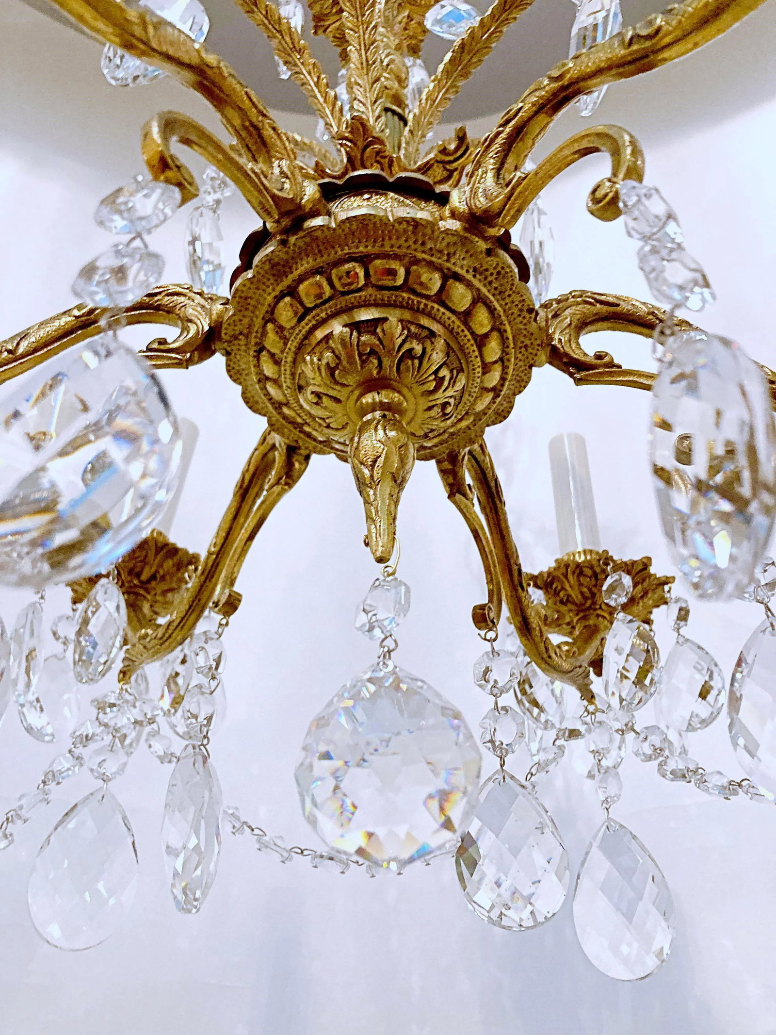 Vintage Spanish Chandelier With Crystal Prisms - 4