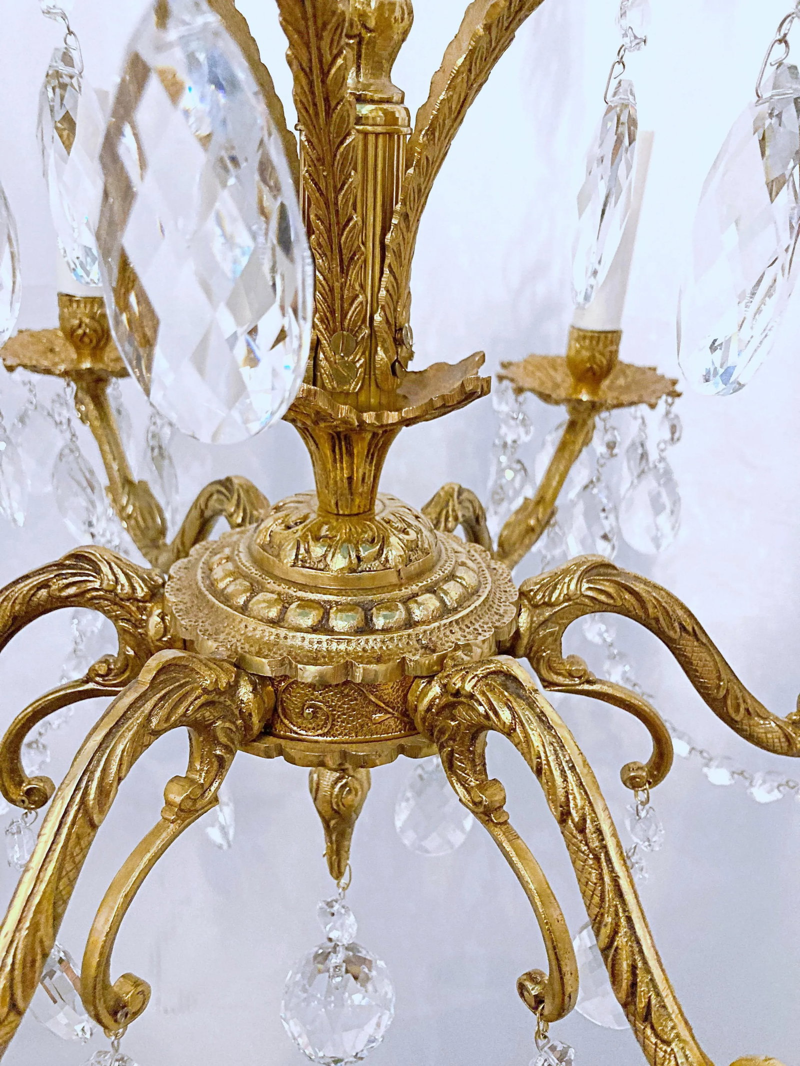 Vintage Spanish Chandelier With Crystal Prisms - 5