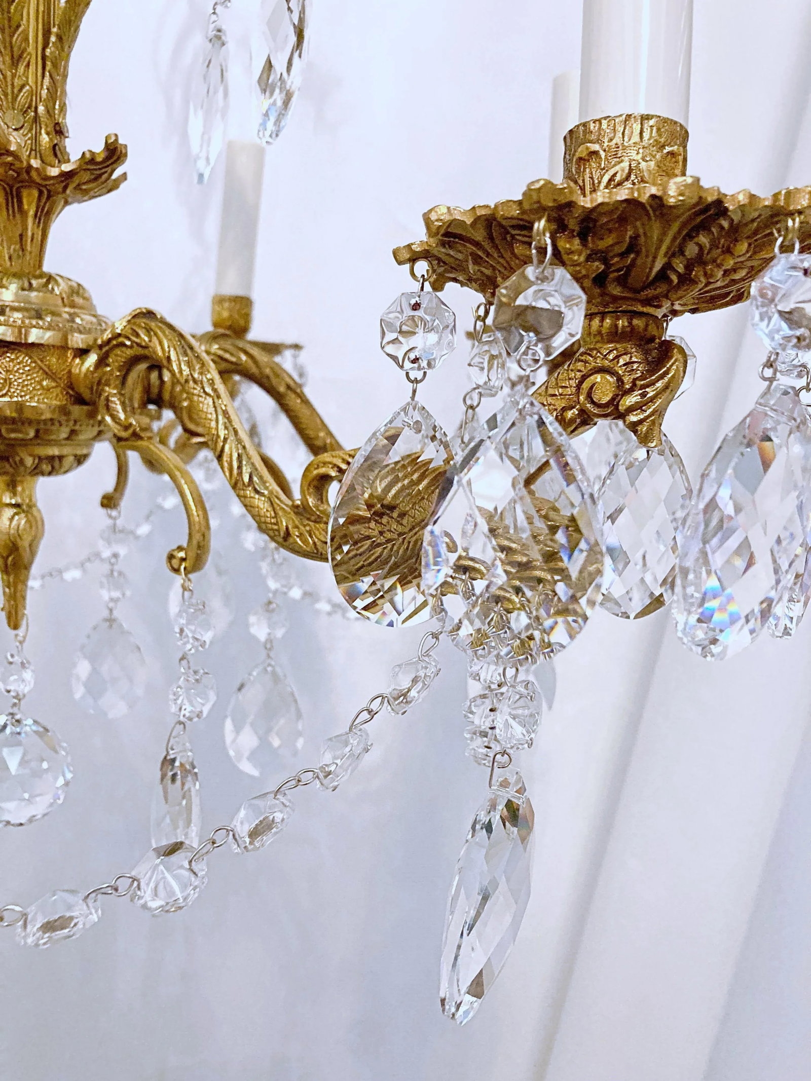 Vintage Spanish Chandelier With Crystal Prisms - 7