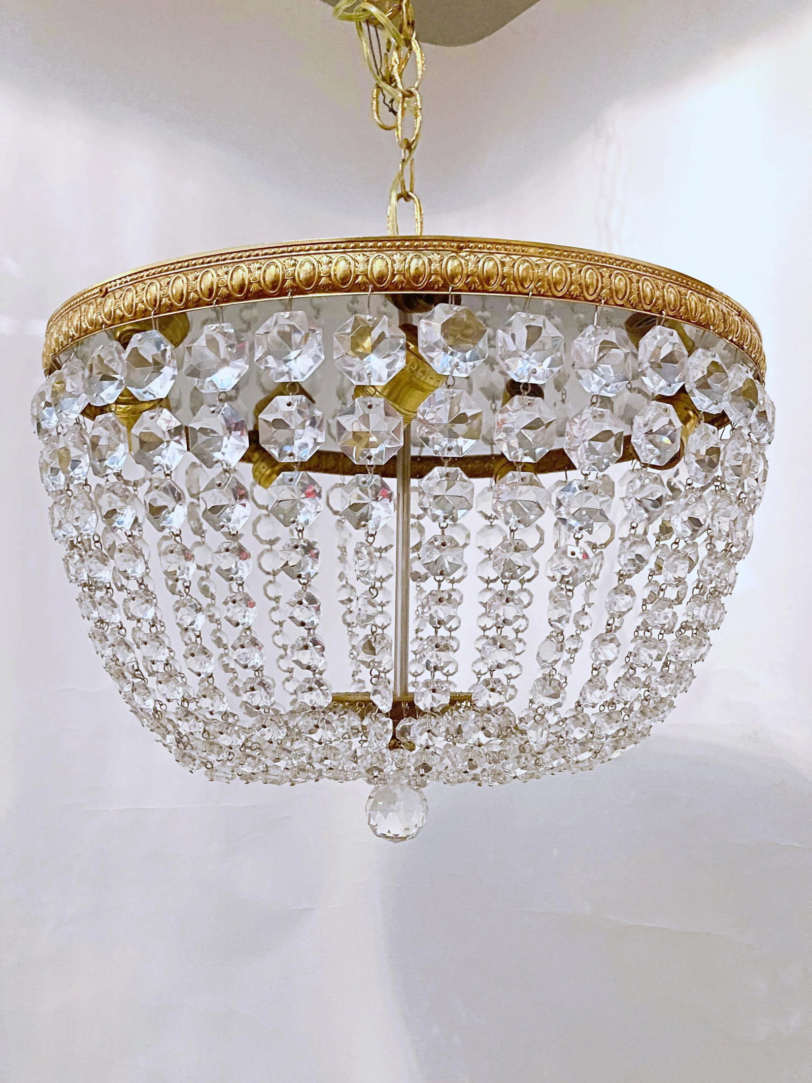 1950s Italian Bronze Basket Chandelier - 2