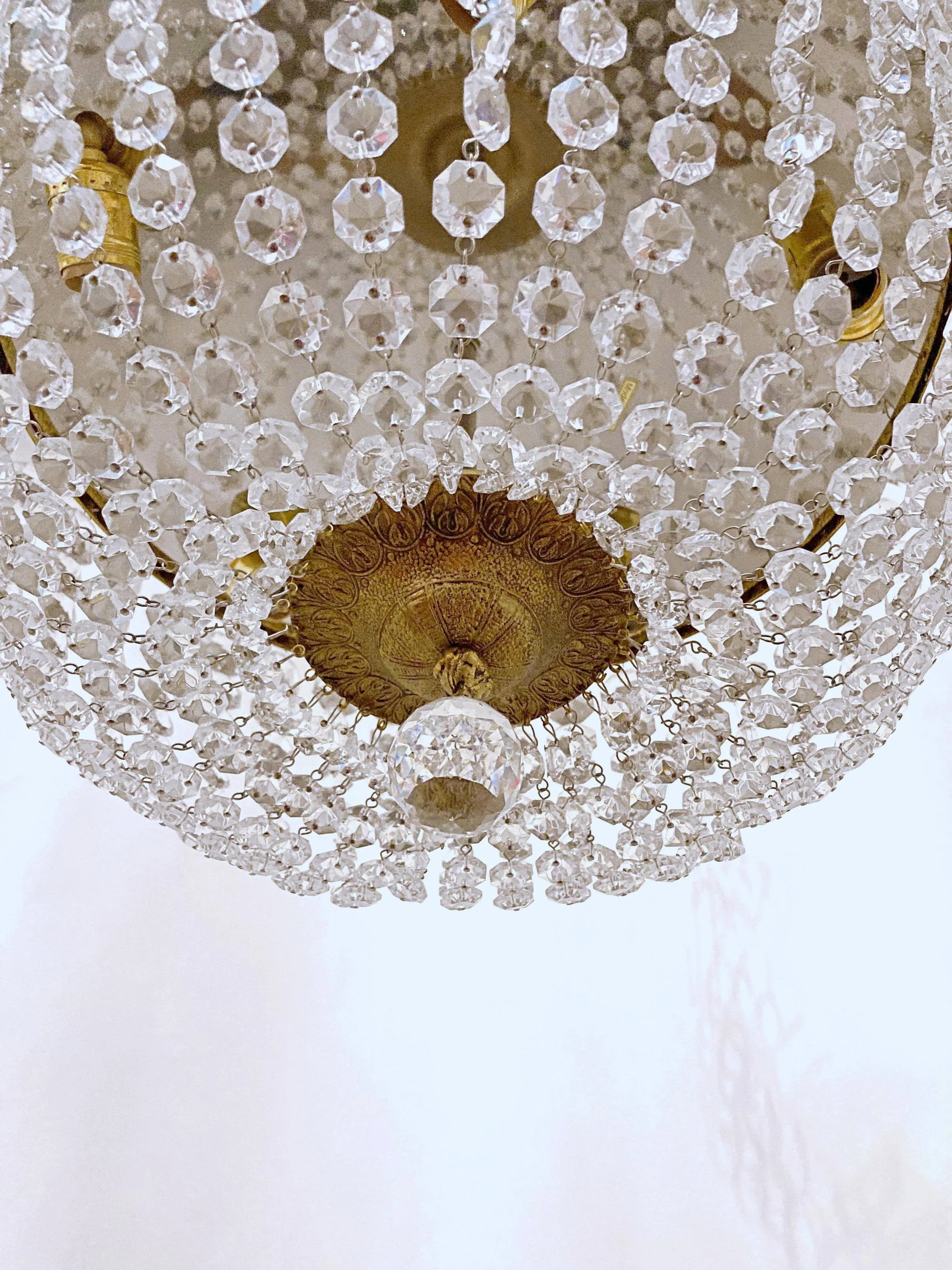 1950s Italian Bronze Basket Chandelier - 3