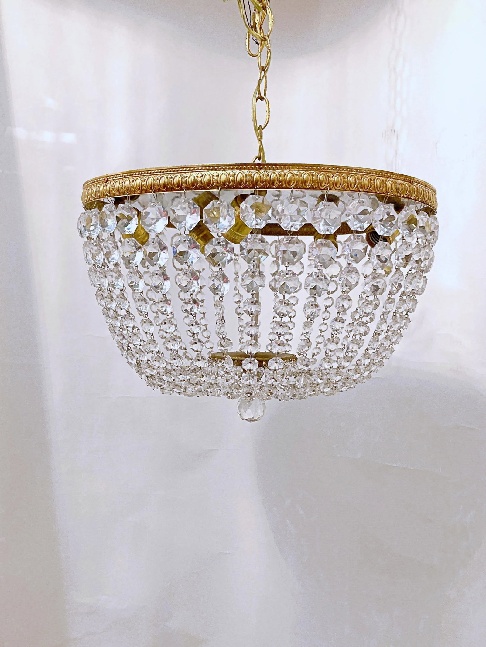 1950s Italian Bronze Basket Chandelier - 9