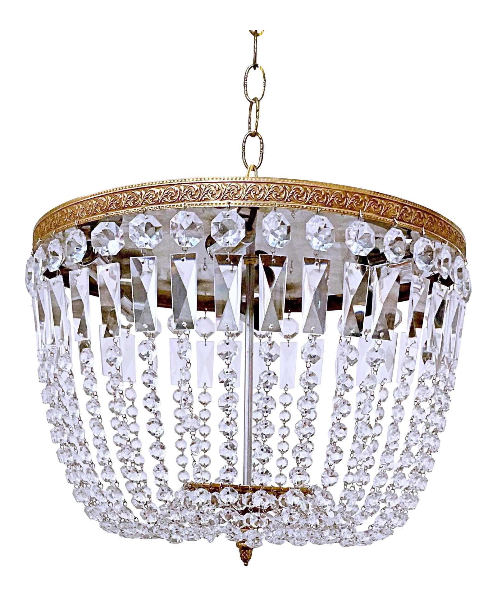 Vintage 1960s Italian Brass Basket Chandelier (1 of 6)