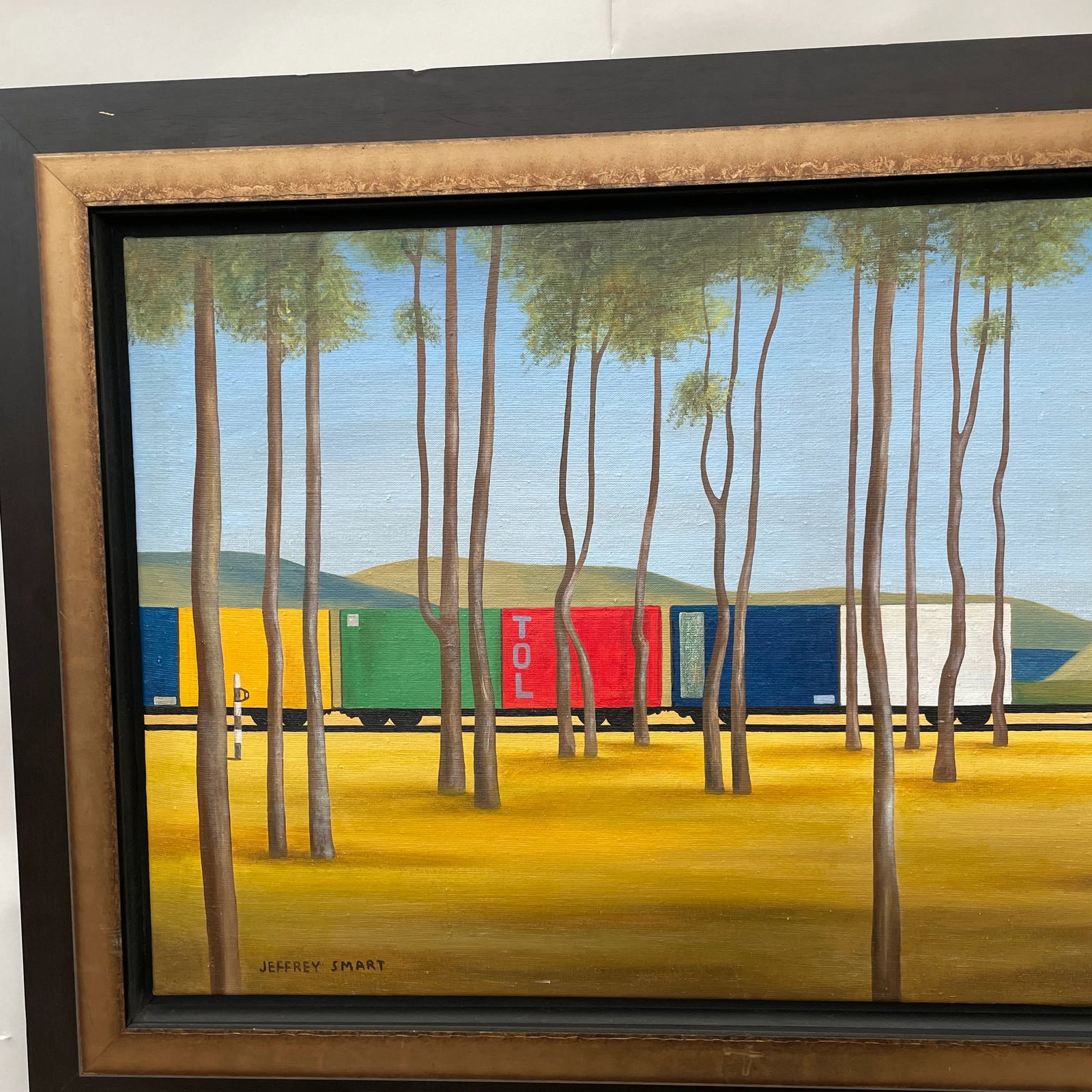 Contemporary Train and Landscape Painting In the Style of Jeffrey Smart, Framed - 5