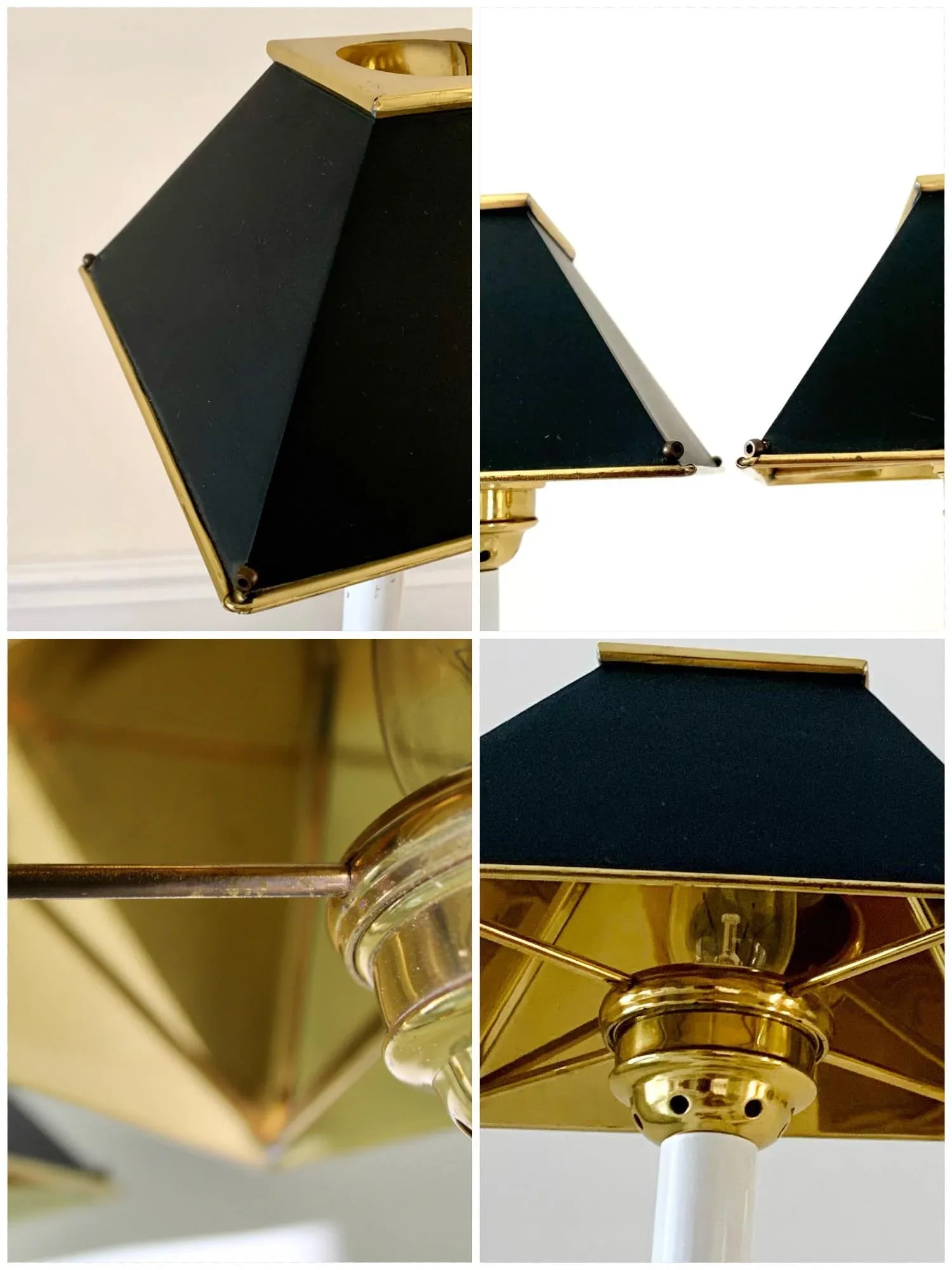 Vintage Decorative Crafts Inc. Gold and Black Claw Feet Buffet Table Lamps, Solid Brass and Tole Sha - 10