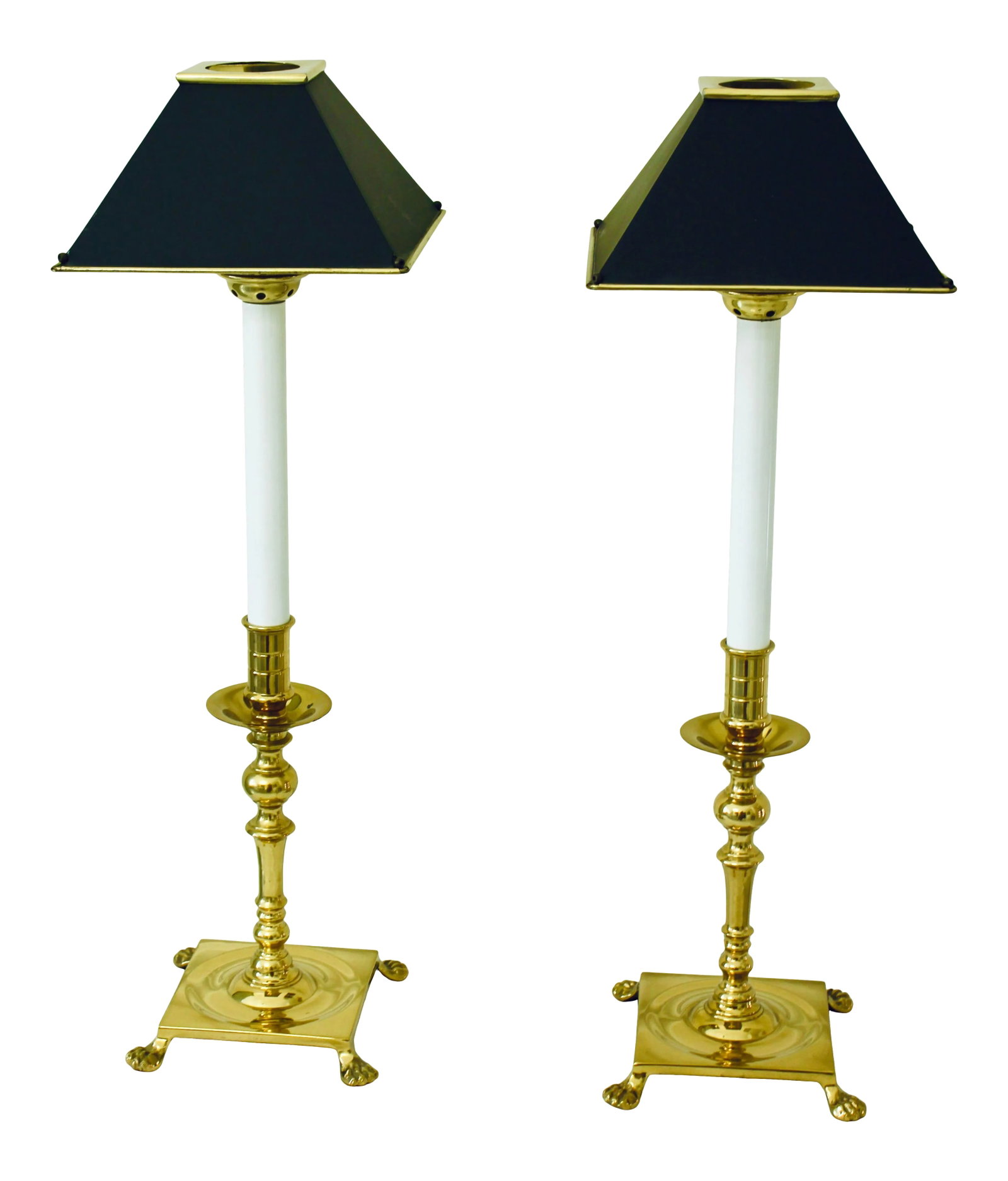 Vintage Decorative Crafts Inc. Gold and Black Claw Feet Buffet Table Lamps, Solid Brass and Tole Sha (1 of 13)