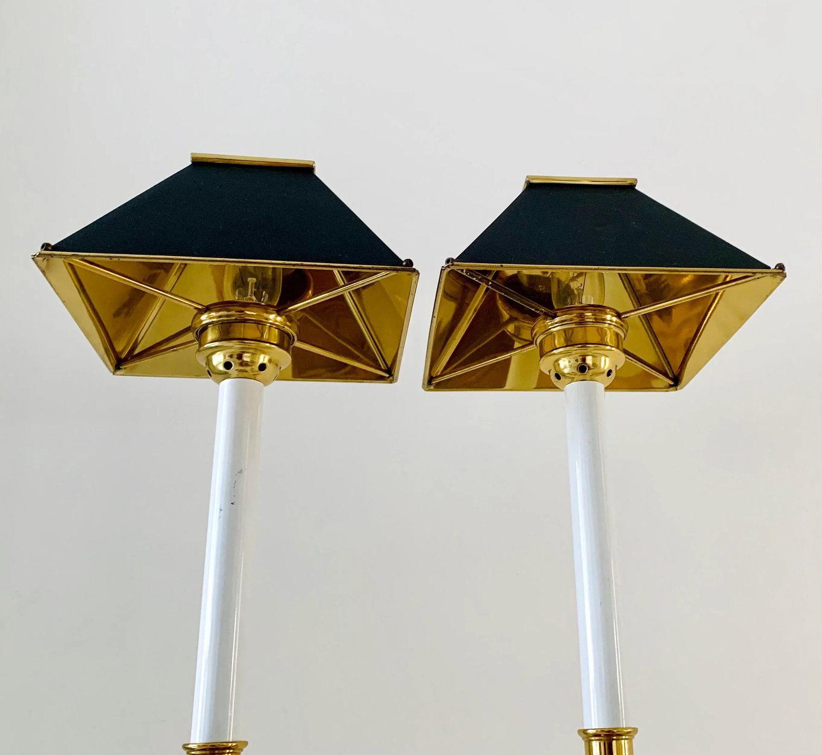 Vintage Decorative Crafts Inc. Gold and Black Claw Feet Buffet Table Lamps, Solid Brass and Tole Sha - 9