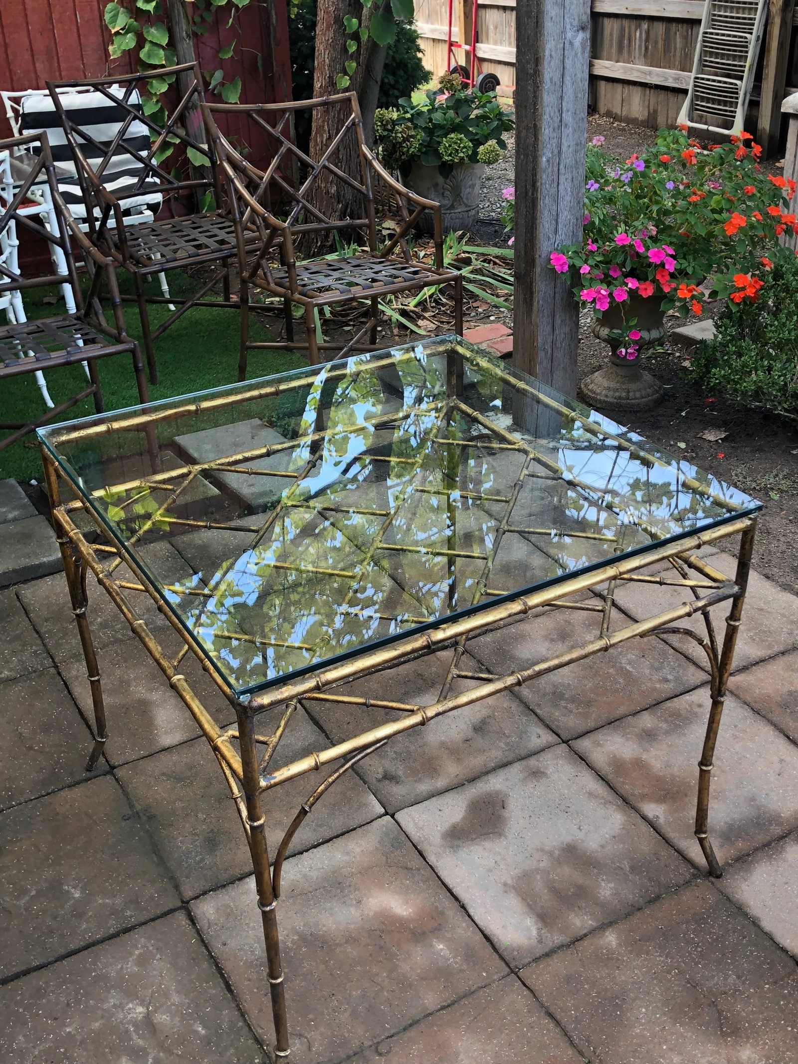 1960s Italian Gilt Faux Bamboo Game/Breakfast Table - 7