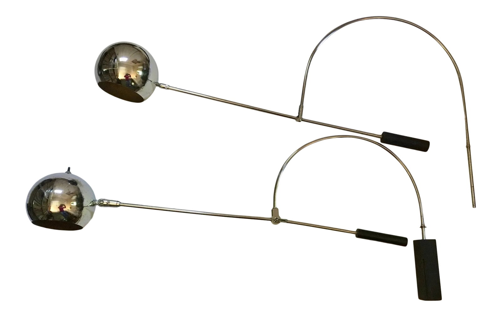 1970s Sonneman Orbiter Original Mid Century Modern Chrome Wall Lamps, Unmarked - a Pair (1 of 11)