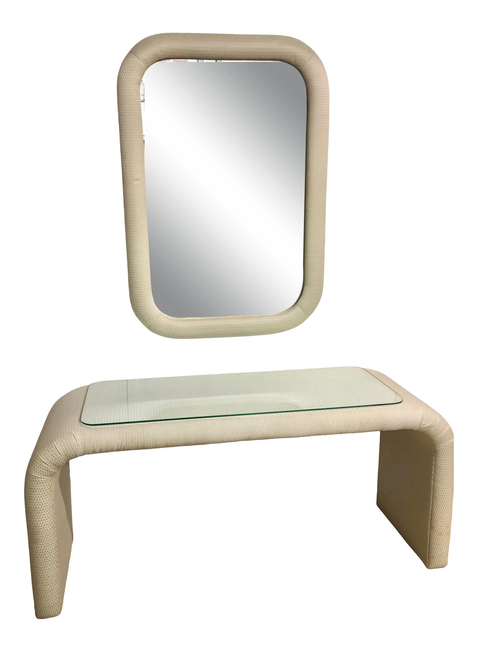 Vintage Karl Springer Style Waterfall Console & Matching Wall Mirror - Set of 2 (1 of 10)