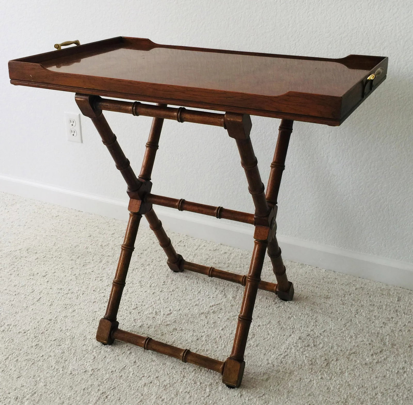 1970s Drexel Burlwood Butler's Tray Table - 13