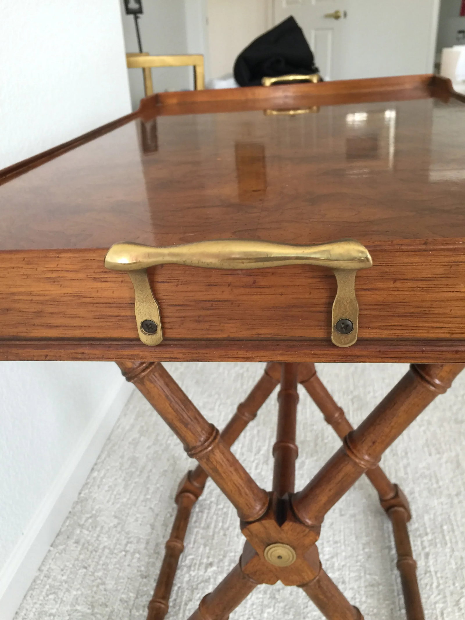 1970s Drexel Burlwood Butler's Tray Table - 5