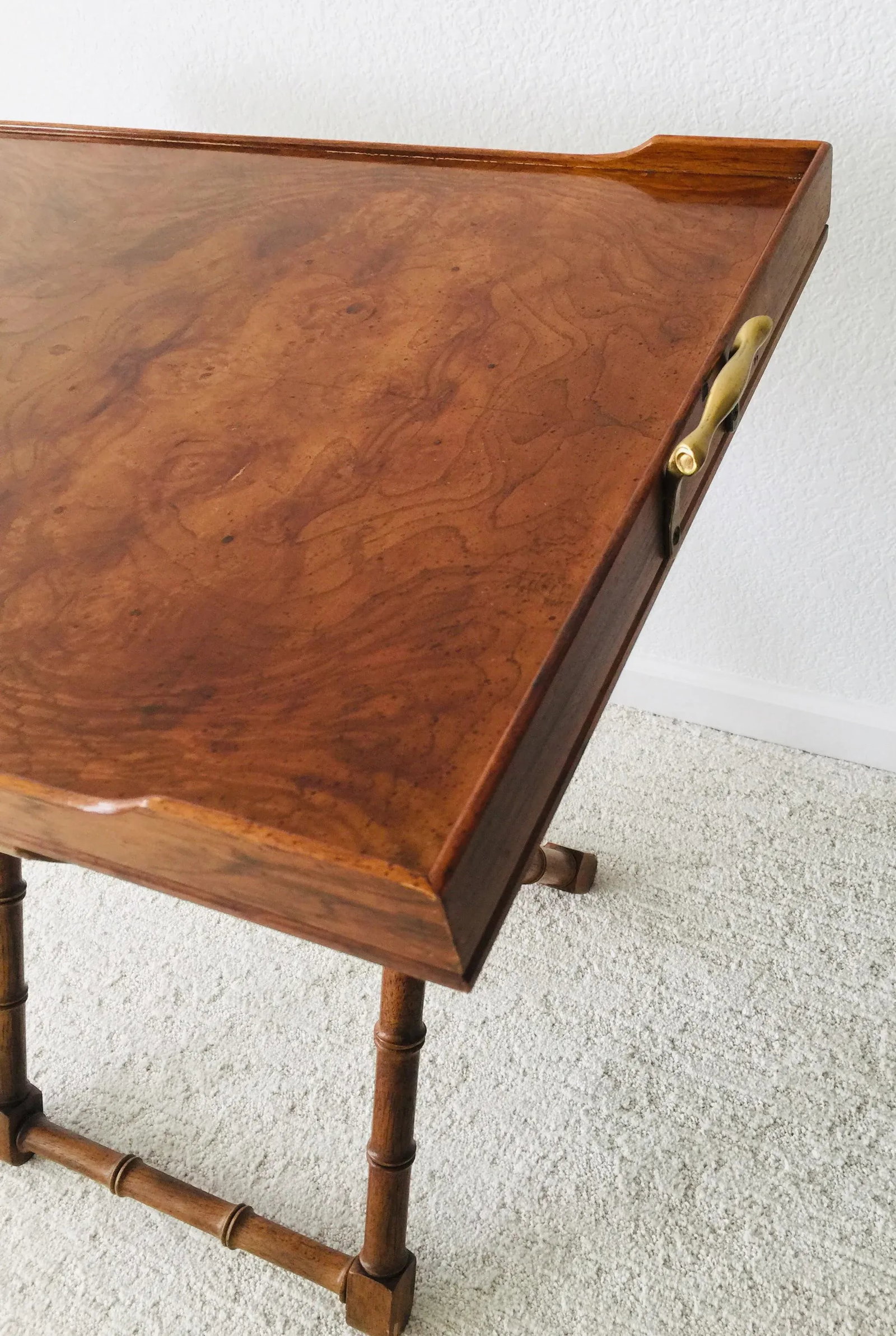 1970s Drexel Burlwood Butler's Tray Table - 7