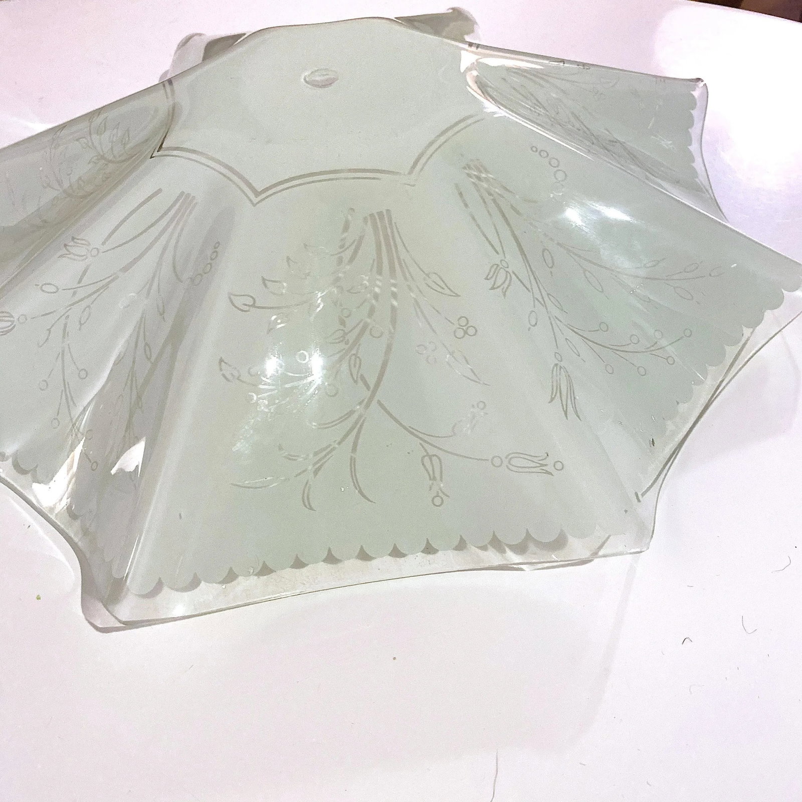 1950's Ruffled Glass Semi Flush Shade - 3