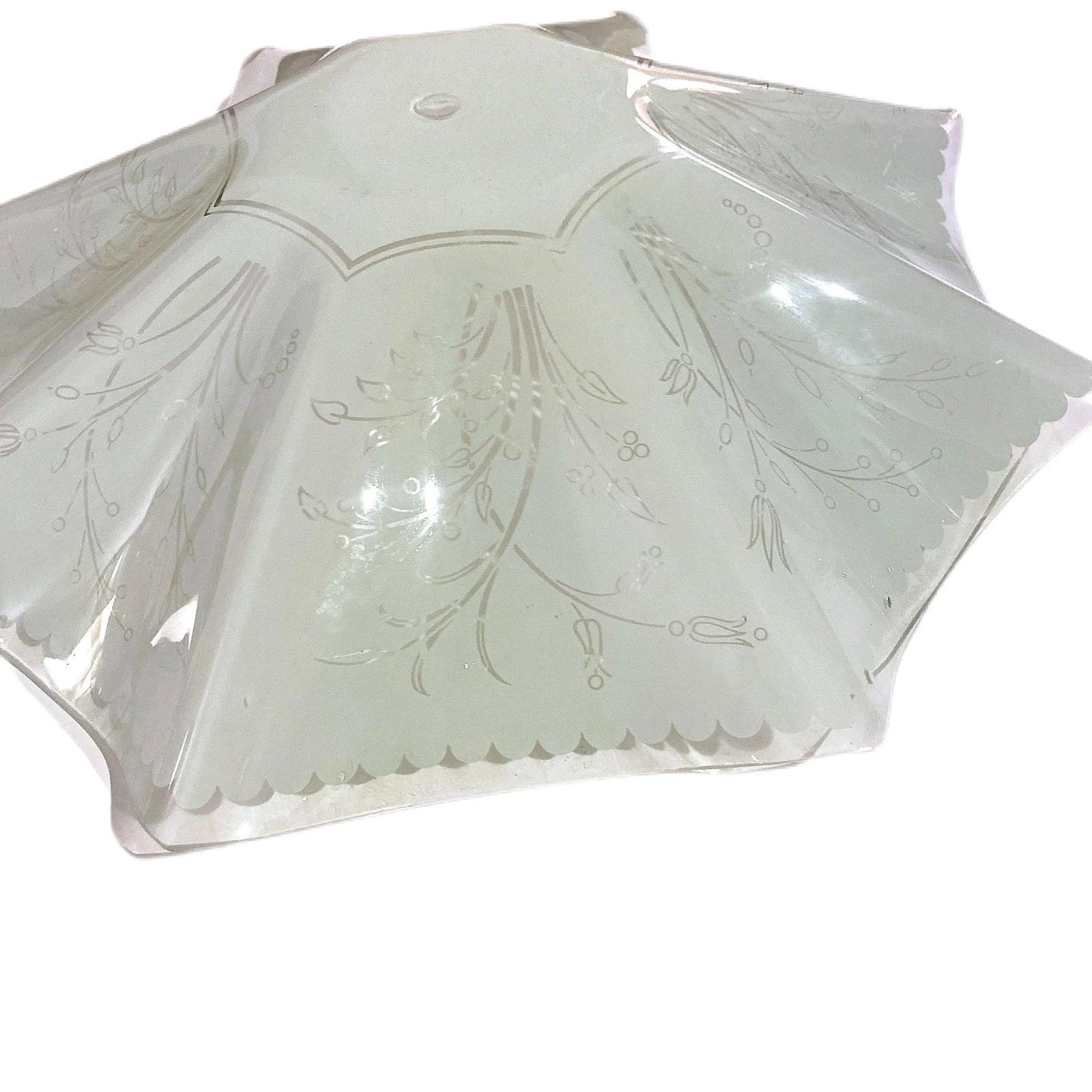 1950's Ruffled Glass Semi Flush Shade - 4
