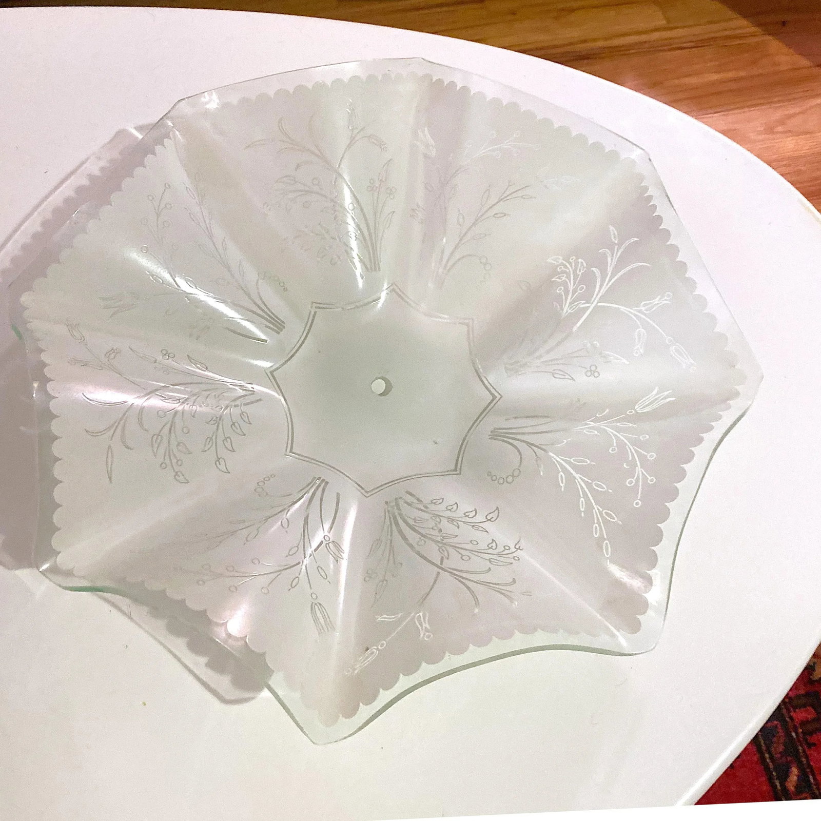 1950's Ruffled Glass Semi Flush Shade - 5