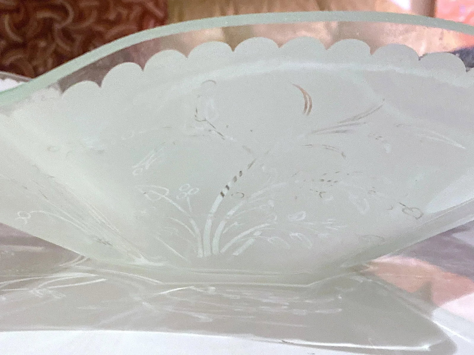 1950's Ruffled Glass Semi Flush Shade - 6