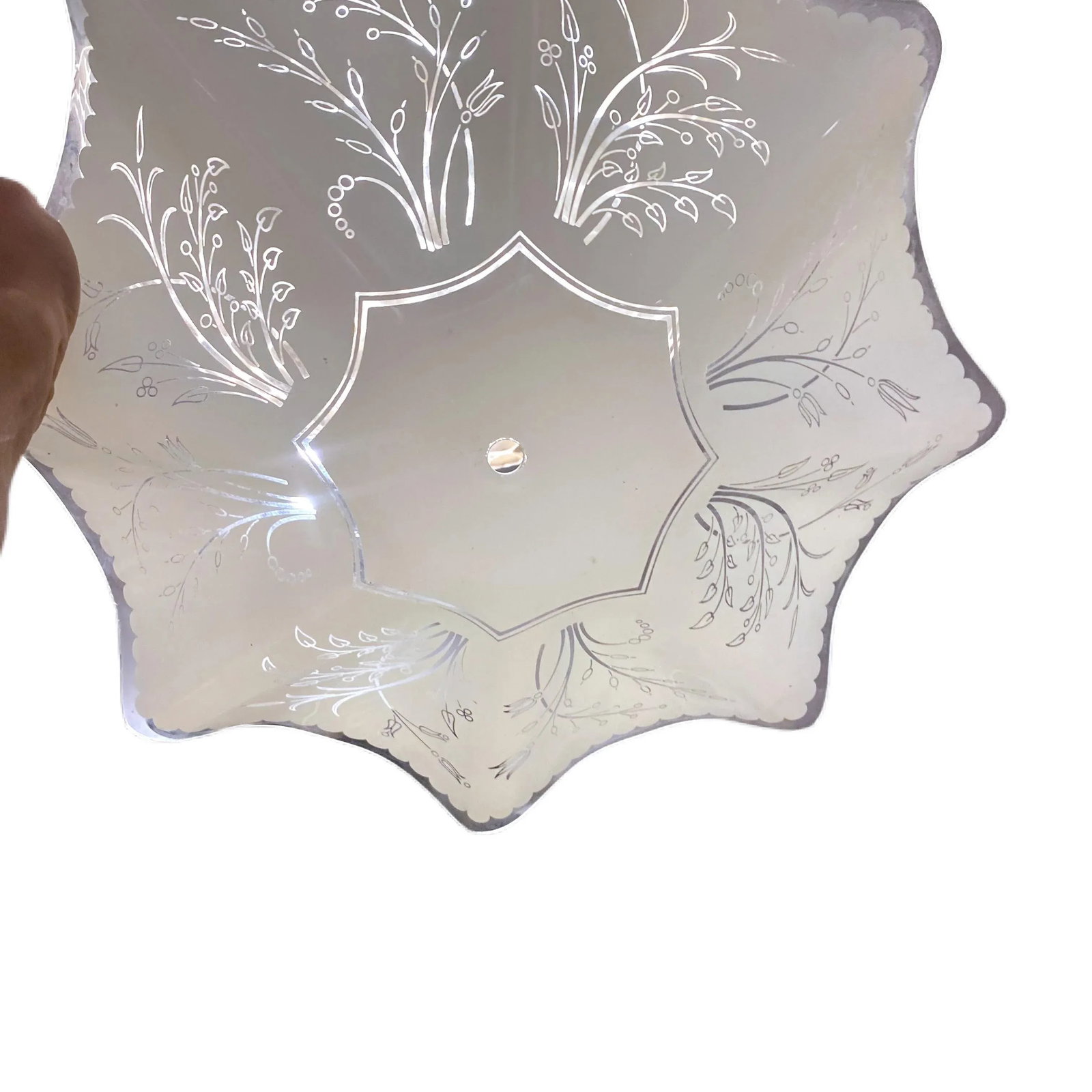 1950's Ruffled Glass Semi Flush Shade - 7