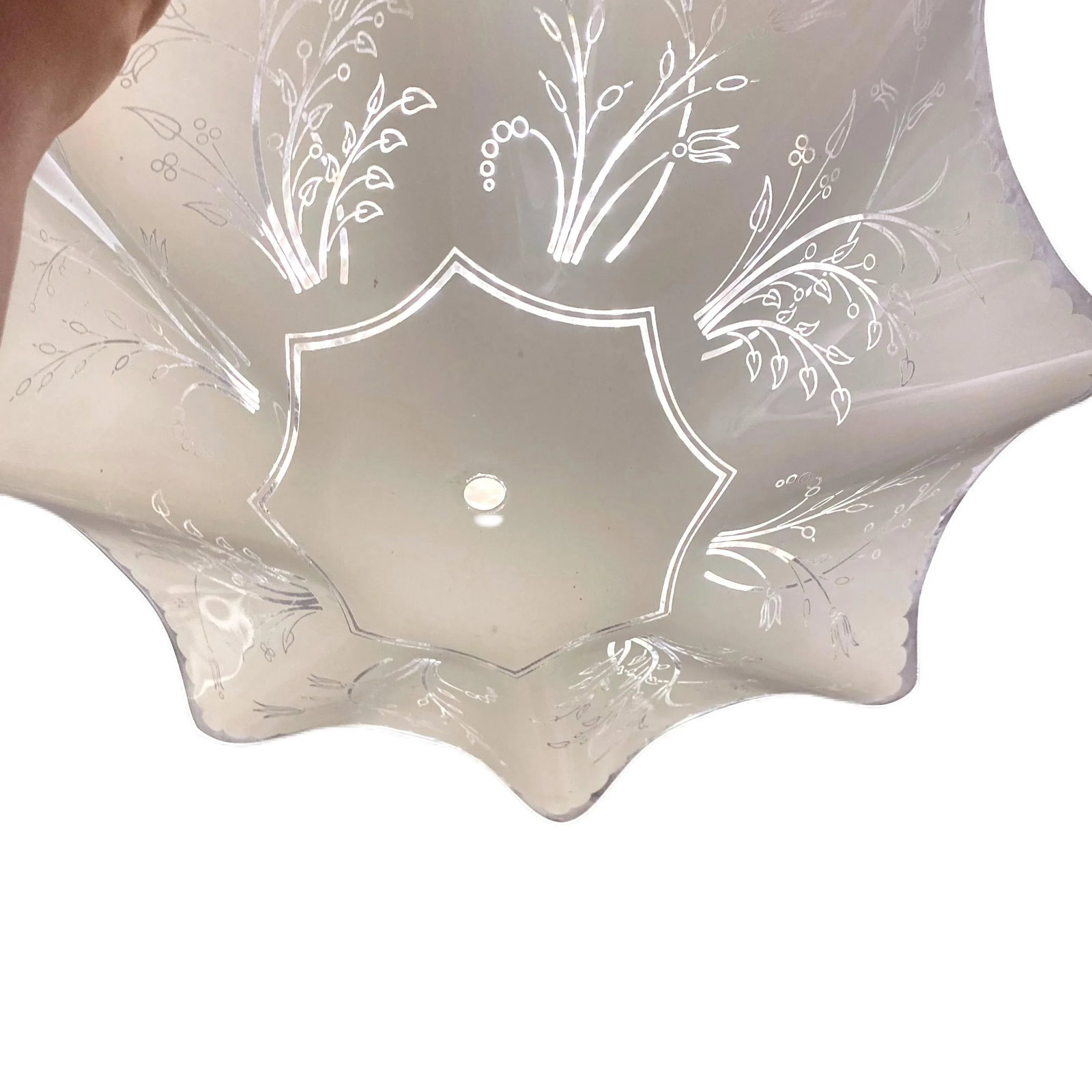 1950's Ruffled Glass Semi Flush Shade - 8