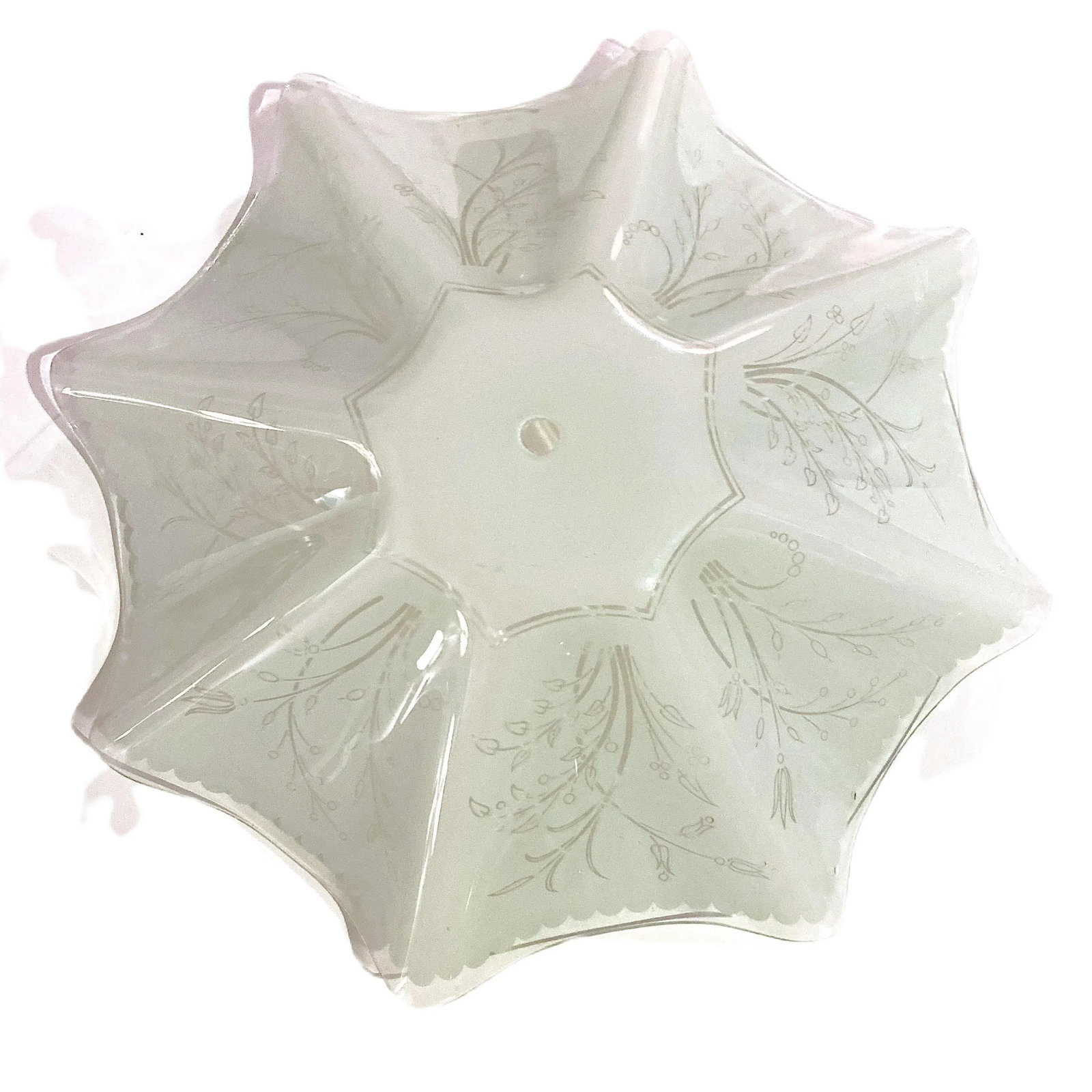 1950's Ruffled Glass Semi Flush Shade - 9