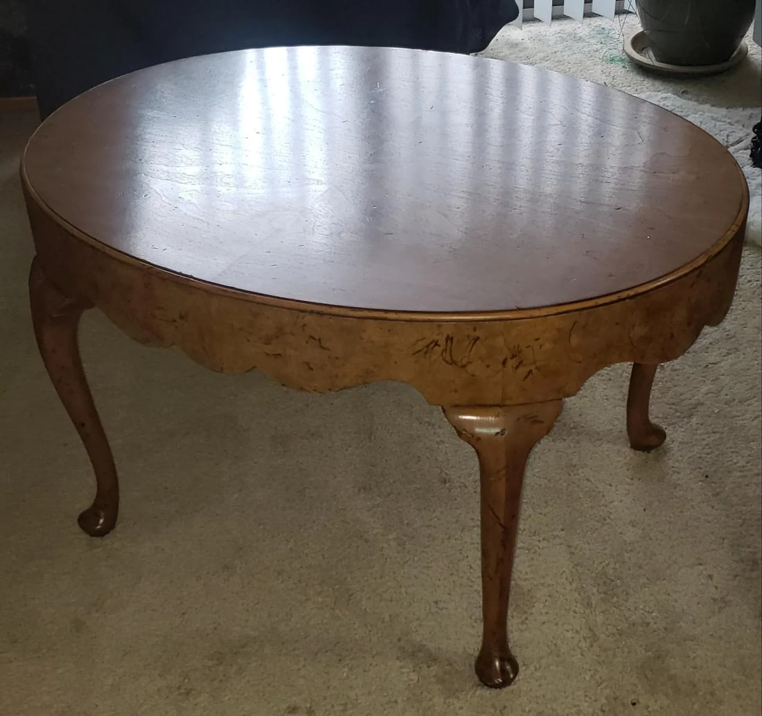 Vintage Baker Furniture Burl-Walnut Coffee Table - 4