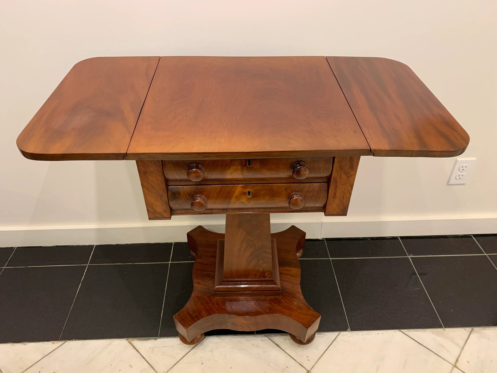 American Empire Flame Mahogany Drop Leaf Table - 2