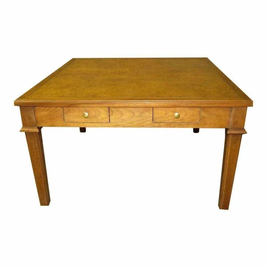 Vintage Baker Burl Wood Table Mid Century Square Coffee 4 Drawers MCM - 13
