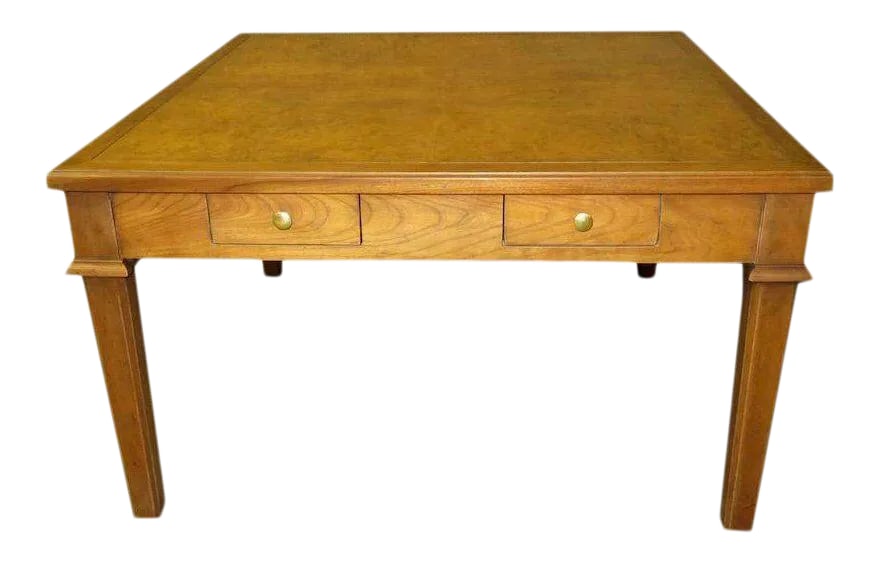 Vintage Baker Burl Wood Table Mid Century Square Coffee 4 Drawers MCM (1 of 13)