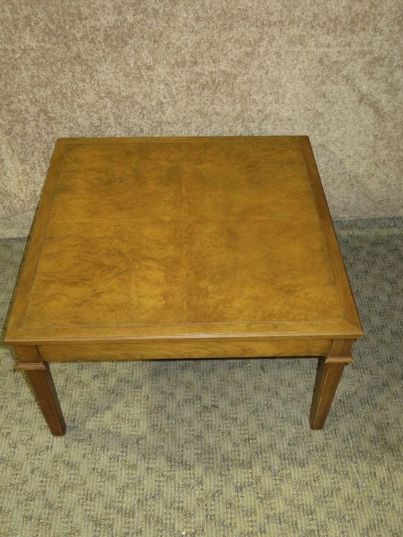 Vintage Baker Burl Wood Table Mid Century Square Coffee 4 Drawers MCM - 4