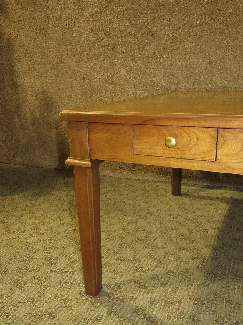 Vintage Baker Burl Wood Table Mid Century Square Coffee 4 Drawers MCM - 5