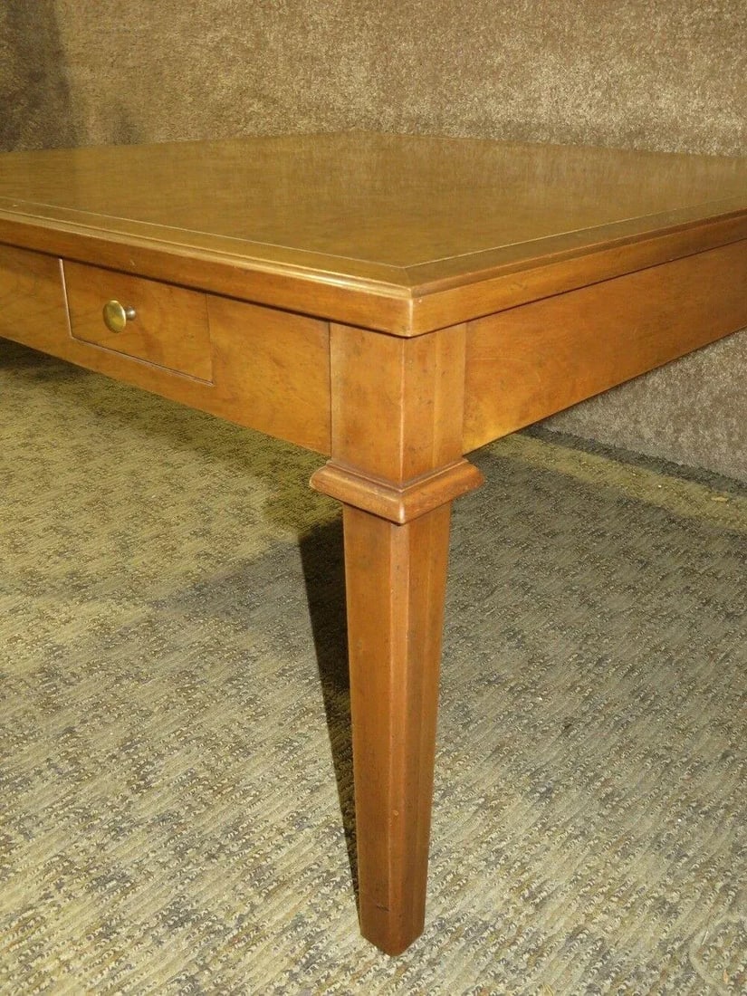 Vintage Baker Burl Wood Table Mid Century Square Coffee 4 Drawers MCM - 6