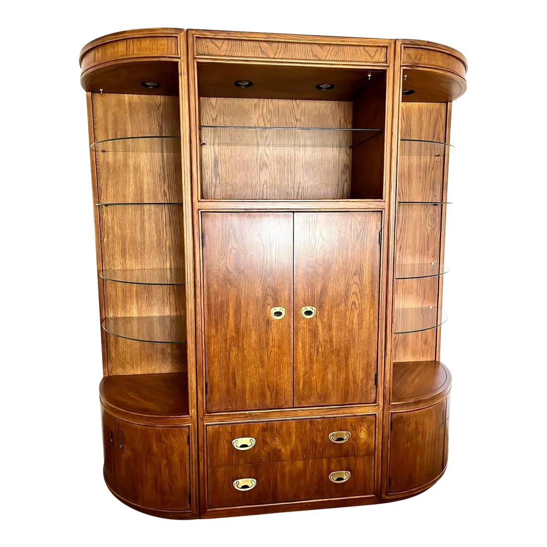 1970s Passage by Drexel Heritage 3 Piece Campaign Entertainment Center - Set of 3 (1 of 9)
