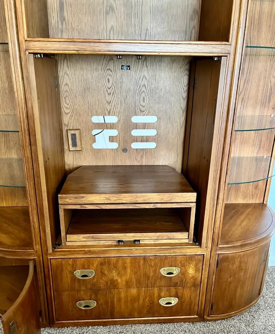 1970s Passage by Drexel Heritage 3 Piece Campaign Entertainment Center - Set of 3 - 6