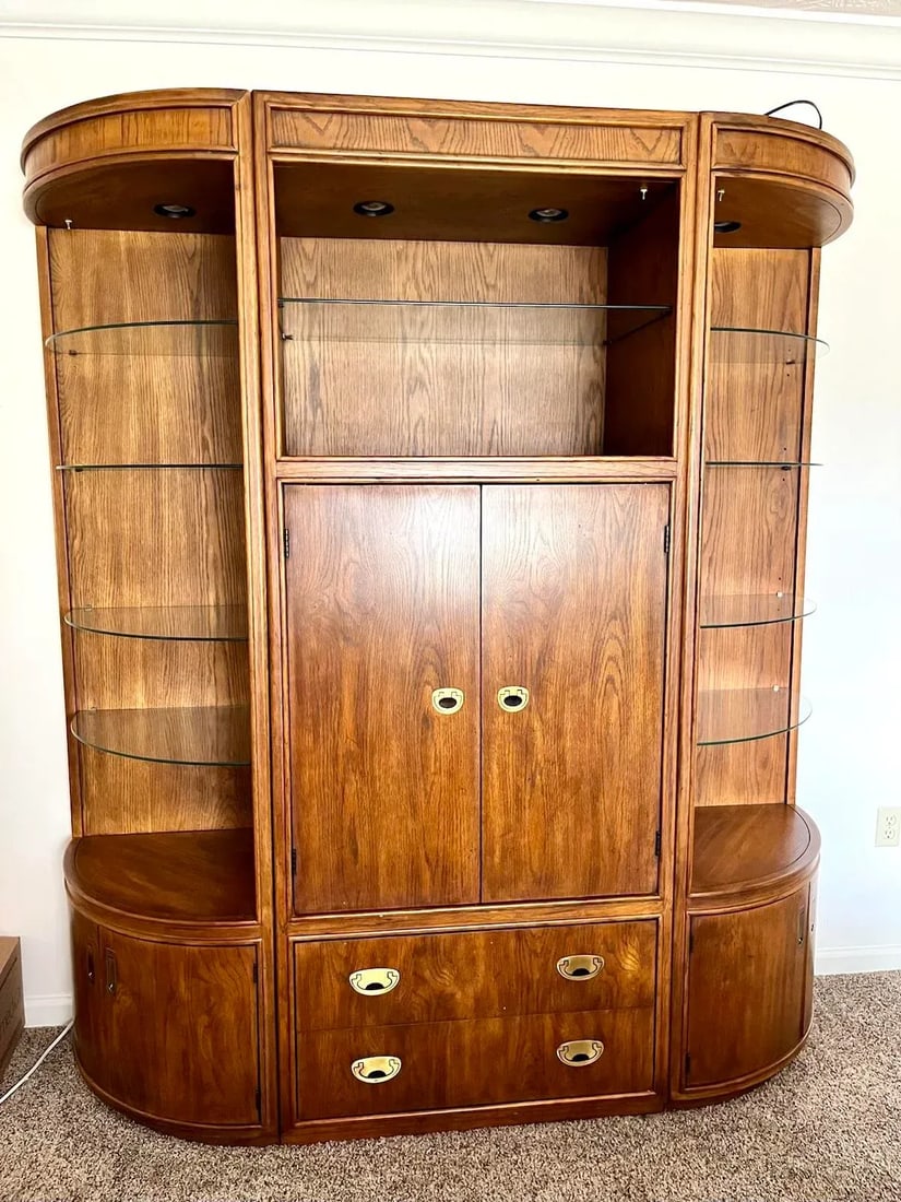 1970s Passage by Drexel Heritage 3 Piece Campaign Entertainment Center - Set of 3 - 9