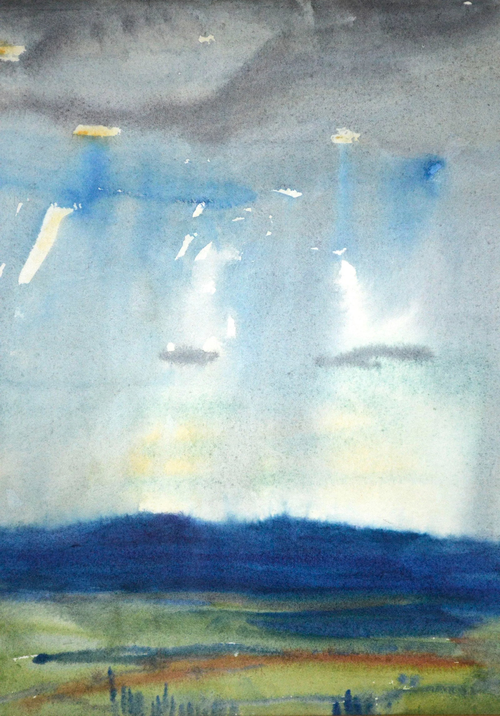 1930s "Approaching Storm" California Rainstorm Landscape Watercolor Painting by Leslie Bruner Wulff, - 3