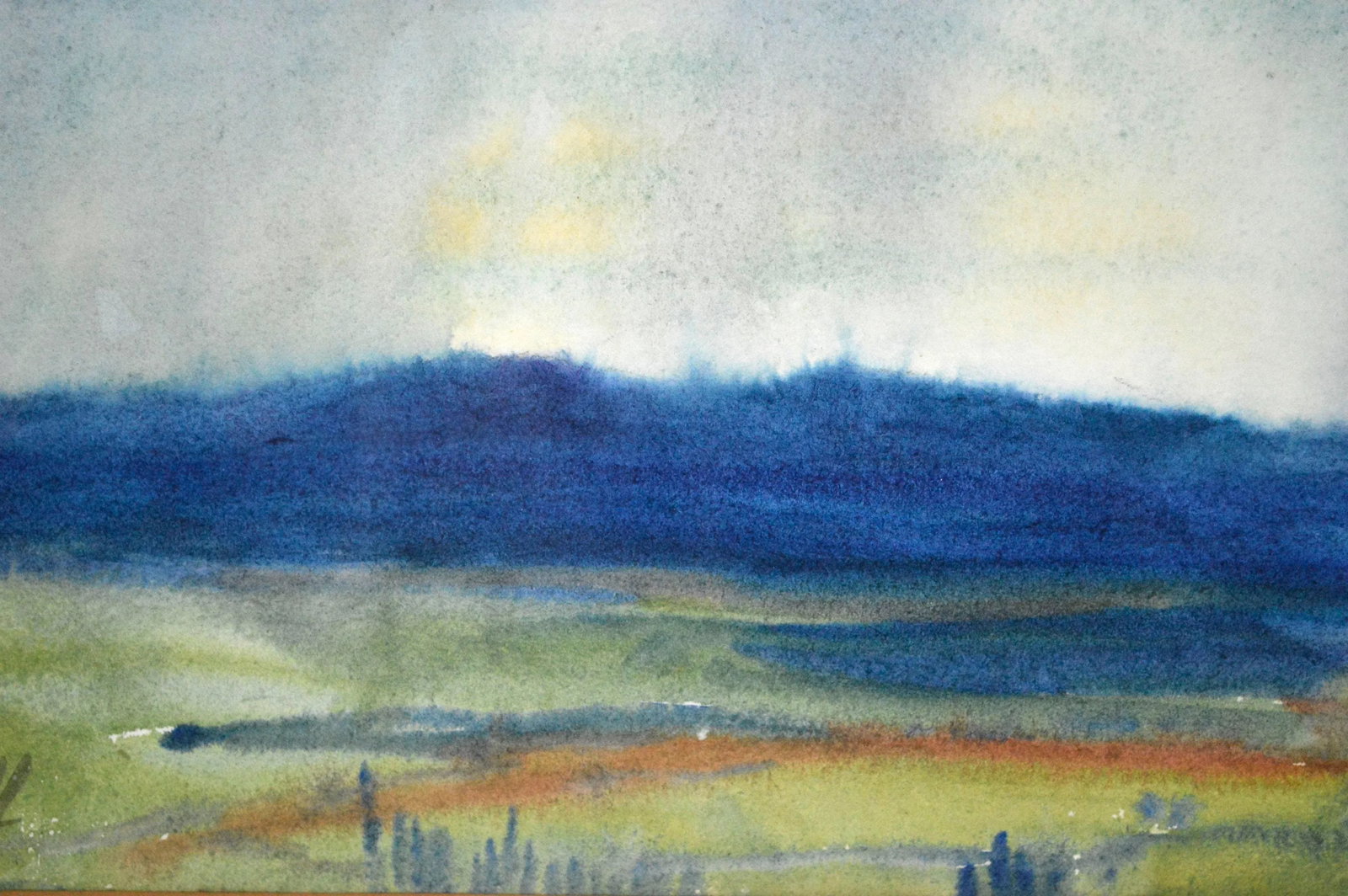 1930s "Approaching Storm" California Rainstorm Landscape Watercolor Painting by Leslie Bruner Wulff, - 4