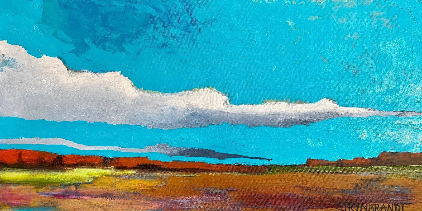 "Red Rock in Spring" Contemporary Abstract Plein Air Landscape Oil Painting on Canvas: Drying on my easel this week, a richly hued original work, bright and commanding with every favorite warm and cool tone I could fit in one piece! This is of course, a nod to the desert in springtime. 