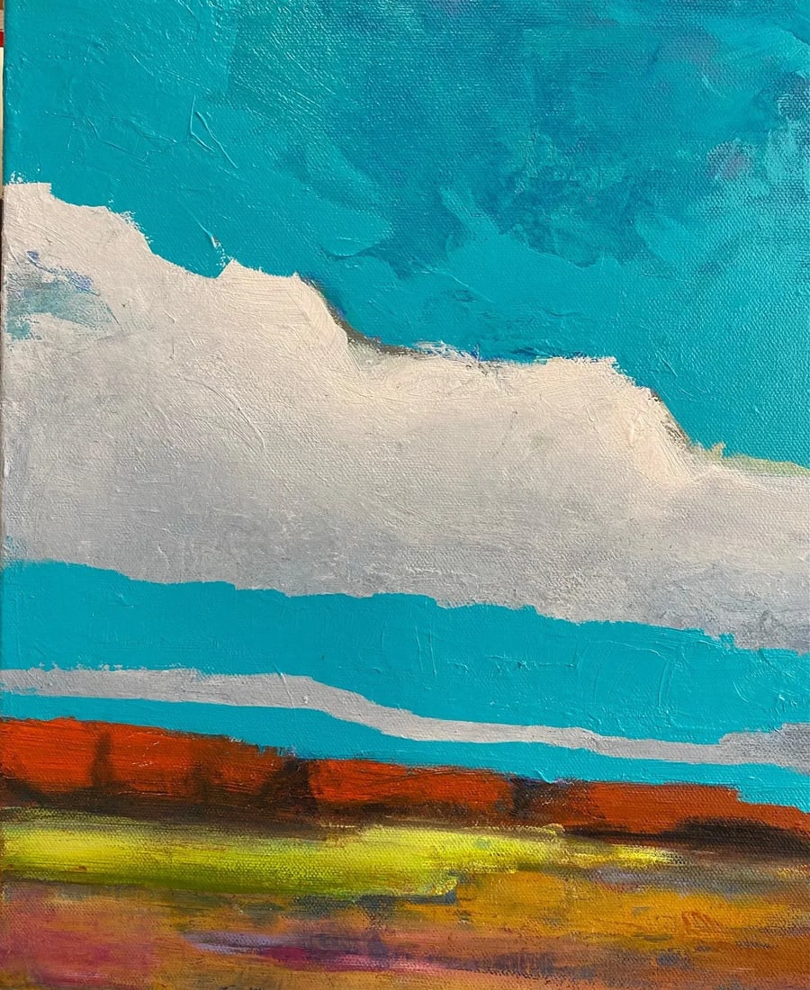 "Red Rock in Spring" Contemporary Abstract Plein Air Landscape Oil Painting on Canvas - 2