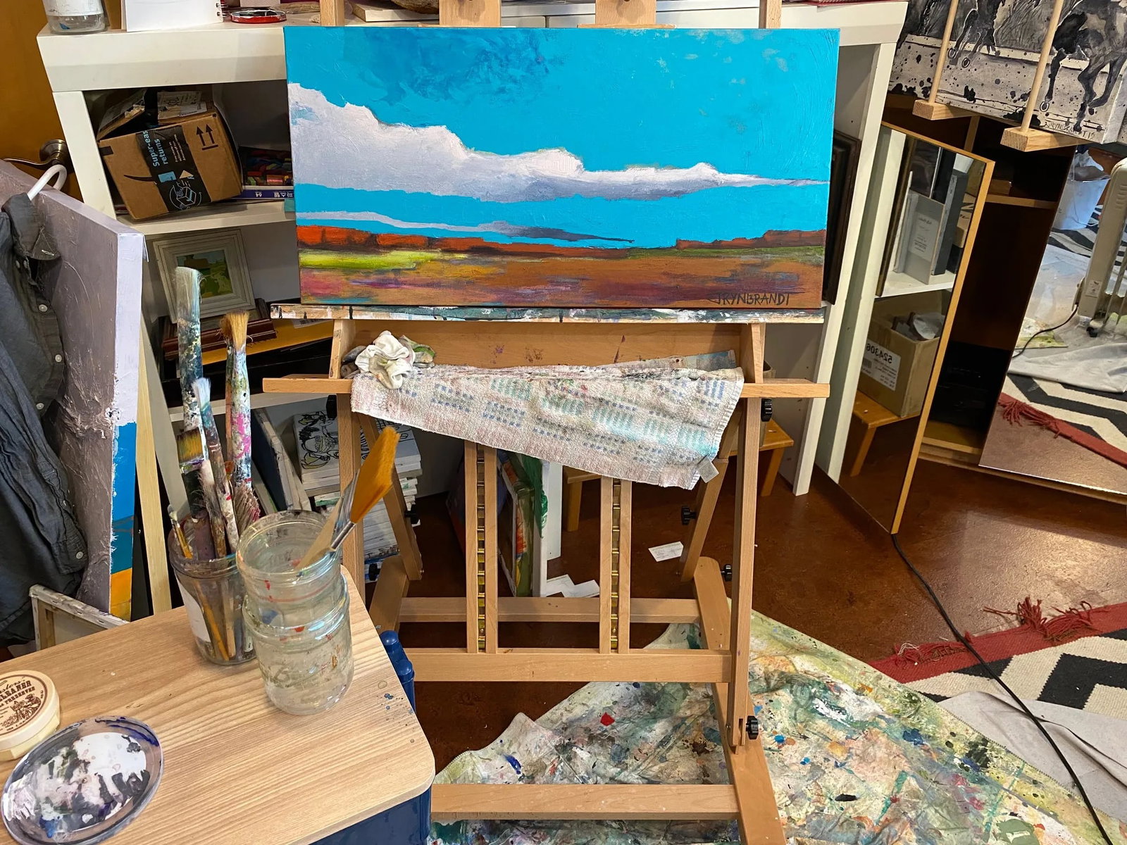 "Red Rock in Spring" Contemporary Abstract Plein Air Landscape Oil Painting on Canvas - 5