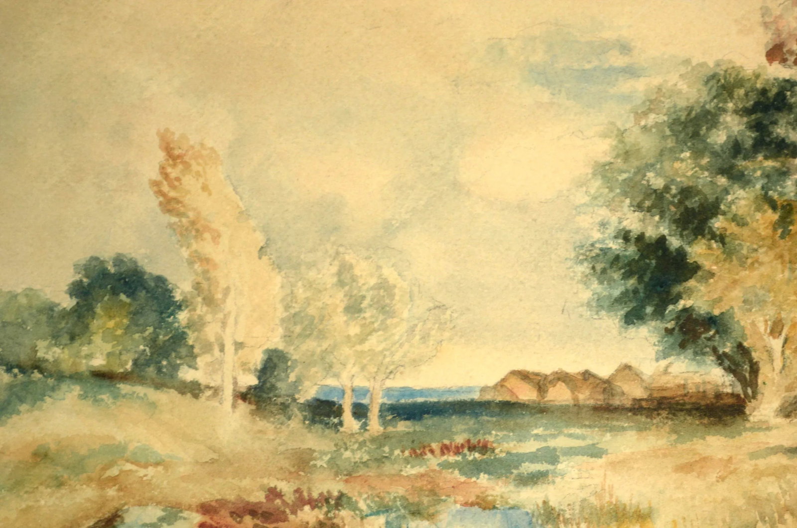 Early 20th Century Autumn Landscape Watercolor Painting by E. Camren, Framed - 3