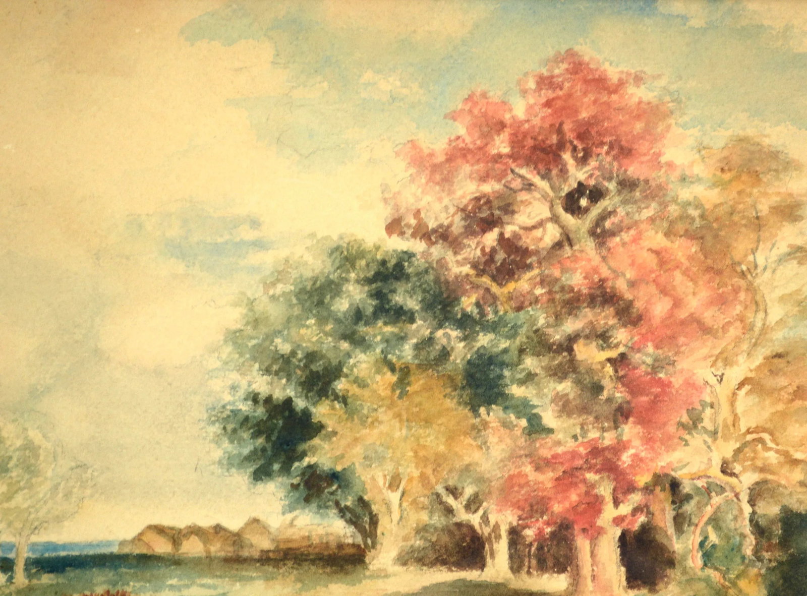 Early 20th Century Autumn Landscape Watercolor Painting by E. Camren, Framed - 4