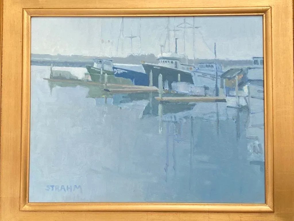 Contemporary Plein Air California Impressionist Boat Harbor Sailing Signed Paul Strahm - 2