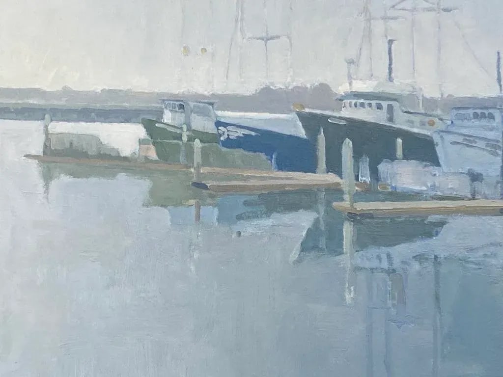 Contemporary Plein Air California Impressionist Boat Harbor Sailing Signed Paul Strahm - 3